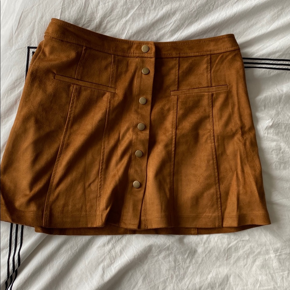 Brown suede mini skirt